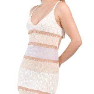 TORN BY RONNY KOBO - Adriana Crochet Dress in Light Sand